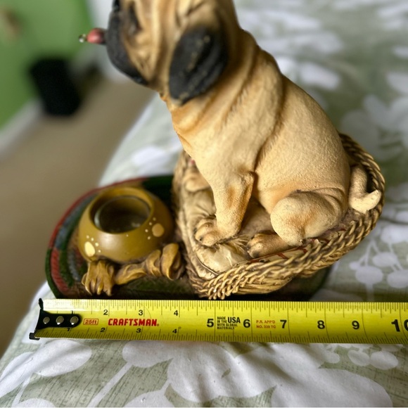 VTG Textured Pug Dog In Bed Doggy Lovers 3D Statue Candle Tea Light Holder - Picture 12 of 13